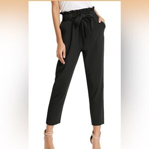 NWT:  GRACE KARIN Women's Paper Bag Waist Pants with Pockets – Black